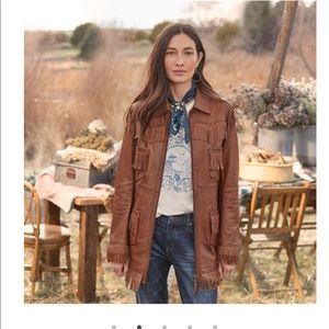 Sundance brown leather tassel jacket size XS